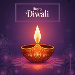 Aesthetic Diwali greetings illustration featuring festive diyas