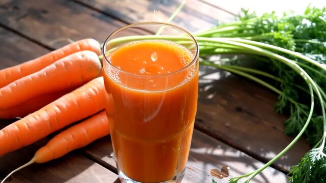 Verre de jus de carotte avec l&eacute;gumes frais