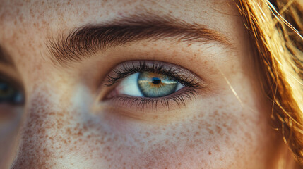 The amazing beauty of a woman's gaze. The photo emphasizes the charm and depth of the eyes.