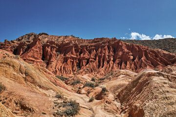 Fairy Tale Canyon, Kyrgyzstan travel destination, tourist location. 