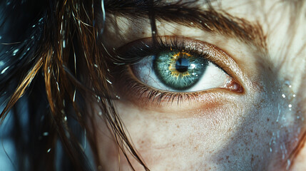 The amazing beauty of a woman's gaze. The photo emphasizes the charm and depth of the eyes.