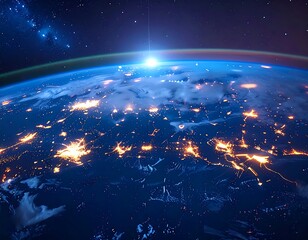 Earth at night, city lights