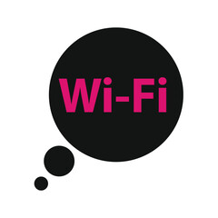 Thought bubble with wi fi symbol inside representing wireless internet connection and communication