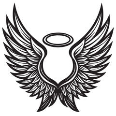 illustration of a pair of angel wings spread outwards