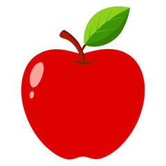 Stock vector illustration of a red apple with leaf fresh fruit healthy eating organic diet food nutrition