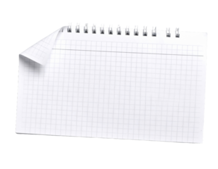 A blank sheet of checkered paper, a real journal sticker mockup on a white background.