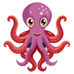 Cartoon octopus vector illustration cute sea animal character design underwater creature graphic drawing