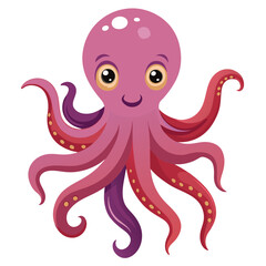 Cartoon octopus vector illustration cute ocean animal character sea life graphic design drawing art