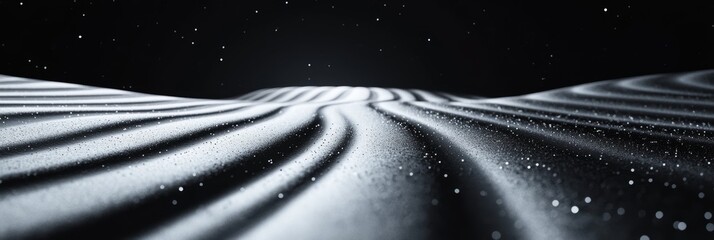 Illuminated Sandscapes: A Nighttime Scene - Serene, undulating landscape, shimmering with light, symbolic of peace, tranquility, mystery, infinity, and the cosmos