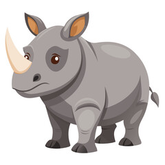 Cartoon rhino illustration for kids education and wildlife conservation projects and rhinoceros art