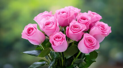 Pink Roses Bouquet - A stunning bouquet of pink roses, perfect for Valentine's Day, anniversaries, or any special occasion. Beautiful close-up