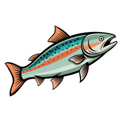 Illustration of a colorful salmon fish, aquatic animal, seafood, drawing, vector graphic image
