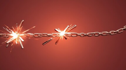 Severed Links: A Cybersecurity Vulnerability - Broken chain, security breach, vulnerability exposed, system failure, data compromise.