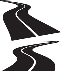 Winding highway road white background, Transparent background road vector design.