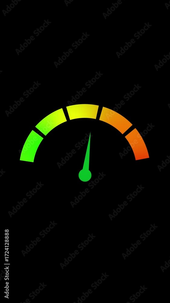 Poster data analysis gauge meter infographic motion graphics vertical video.business performance level mete