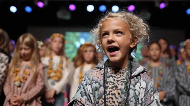 Children Performing on Stage in Costumes at Summer Camp