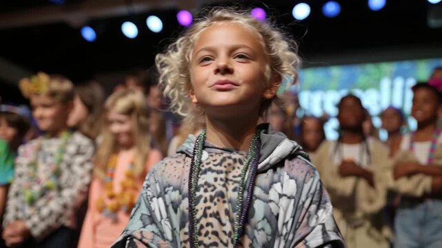 Children Performing on Stage in Costumes at Summer Camp