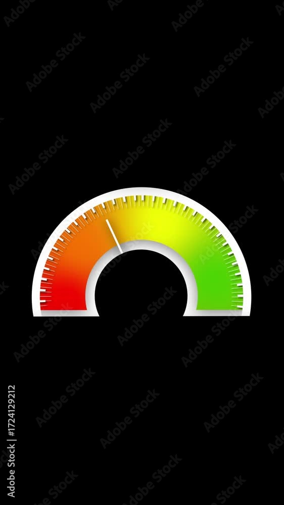 Poster gradient scale performance gauge meter animation seamless loop vertical video. animated multi-color 