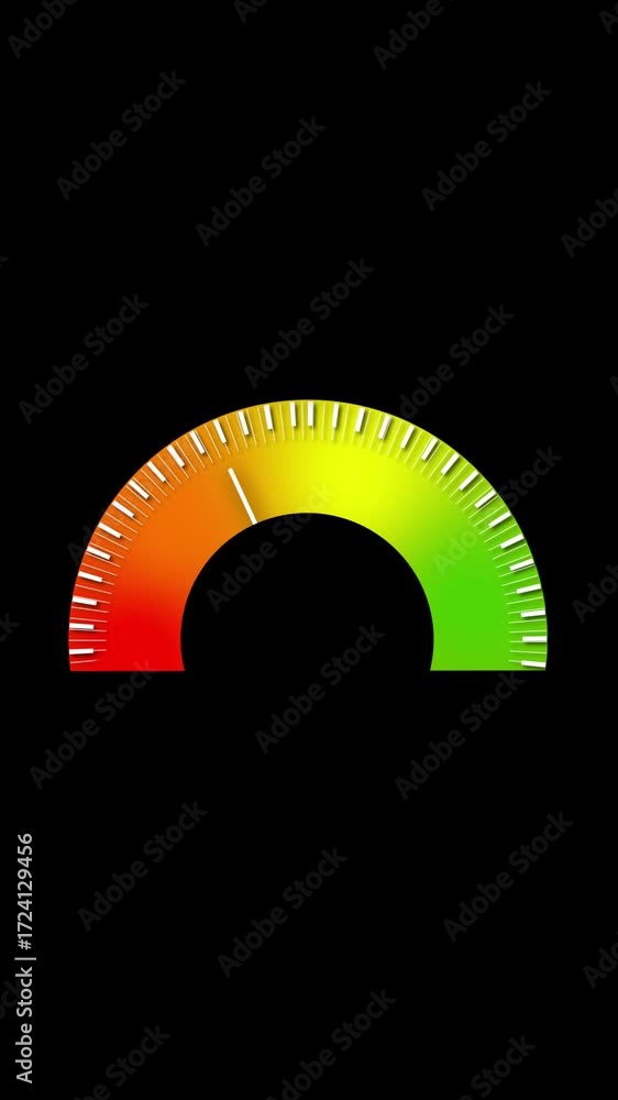 Poster performance level gauge meter color transition animation vertical video. animated gauge meter progre