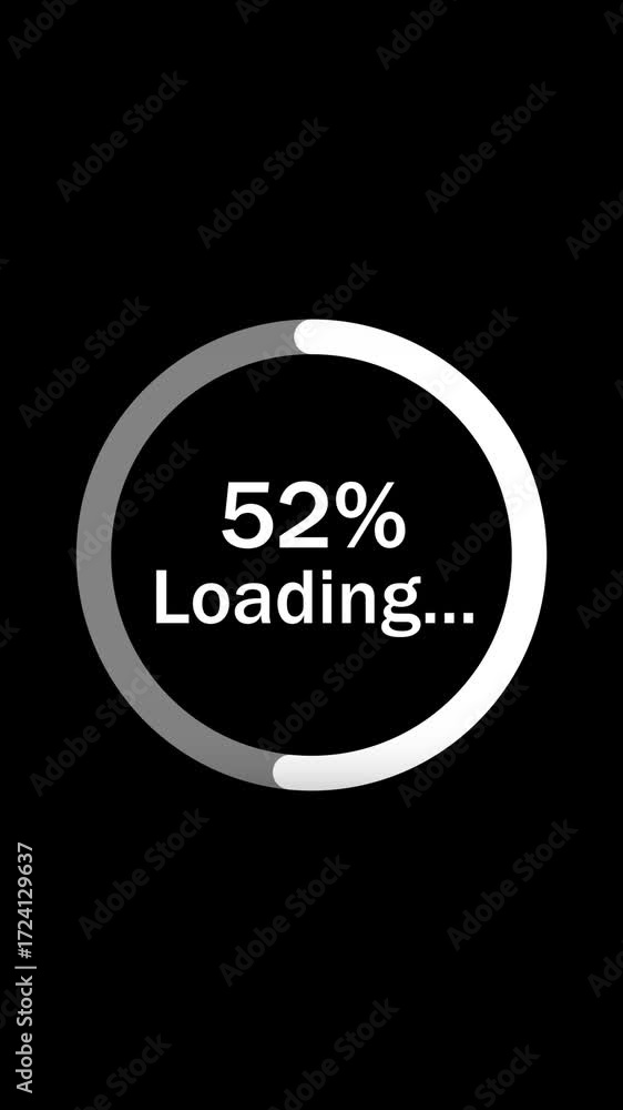 Poster vertical video white circular loading indicator black background design. modern loading animation wh