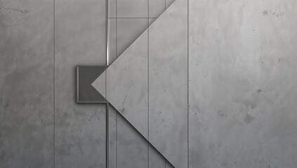 Fototapeta premium Minimalist Grey Concrete Wall with Overlapping Geometric Panels and Subtle Metallic Accents, Showcasing Modern Industrial Architecture and Abstract Design