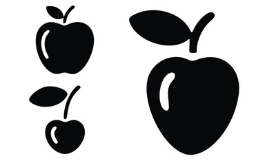 A set of fresh, red and green apples with a leaf, a healthy fruit vector illustration