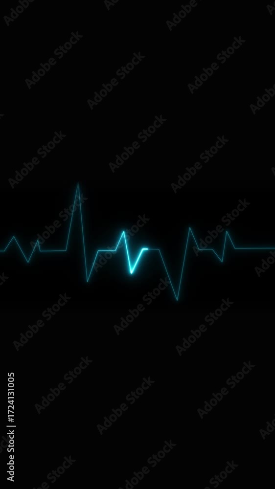 Poster dynamic seamless loop of teal heartbeat animation ideal for technology and science designs vertical 
