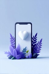 Smartphone surrounded by vibrant flowers, showcasing love and co