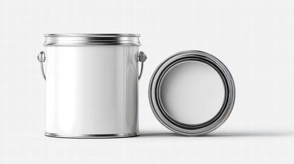 Paint cans on a white background