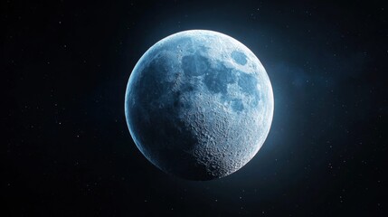 The moon in space with stars.