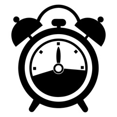 Alarm Clock Silhouette, Classic Bell Timepiece Illustration, Retro Wake Up Clock Graphic Symbol for Time, Deadline, and Schedule PNG