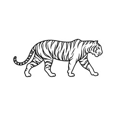 Unique Tiger Silhouette Vector Logo Designs  Black on White with Dynamic Poses, Stripes, Roaring, Walk, Head, Leaping, and Powerful Artistic Illustrations for Premium Icon Graphic Design