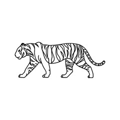 Fototapeta premium Unique Tiger Silhouette Vector Logo Designs Black on White with Dynamic Poses, Stripes, Roaring, Walk, Head, Leaping, and Powerful Artistic Illustrations for Premium Icon Graphic Design