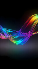 Wallpaper with abstract rainbow wave with sparkling effect on black background