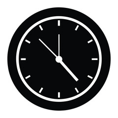 Clock Silhouette Vector, Timepiece Icon Illustration, Classic Round Wall Clock Graphic for Time, Watch, Deadline, and Schedule Concept EPS