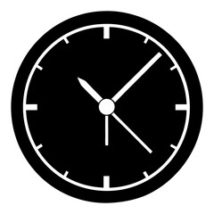 Clock Silhouette, Timepiece Icon Illustration, Classic Round Wall Clock Graphic for Time, Watch, Deadline, and Schedule Concept PNG