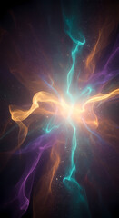 Wallpaper with vibrant nebula explosion with colorful cosmic dust and stars