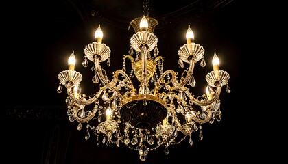 Luxurious chandelier against a dark background