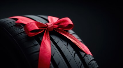 Tire with a Red Ribbon