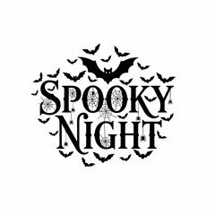 Spooky night halloween bats spiders web vector illustration scary october holiday creepy design silhouette theme