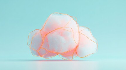 Soft, glowing cloud against serene backdrop, combining whimsy wi