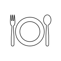 Plate spoon and fork outline art
