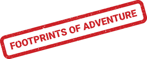 A red rectangular stamp displays the words Footprints of Adventure