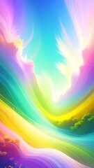Vibrant, swirling abstract landscape with pastel colors
