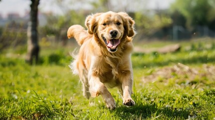 Dog running on grass,Happy Dogs Running on Green Grass, Energetic Puppies Playing Outdoors, Joyful Canine Pets in Park, Active Dog Breeds Enjoying Nature