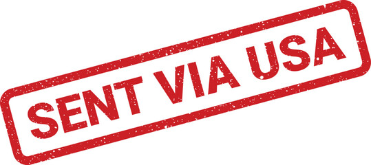 A red rubber stamp displays the text Sent Via USA at a diagonal angle