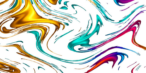 Obraz premium Abstract and colorful vector illustration with swirling blue waves, a seamless pattern of tribal art, and floral ornamentation