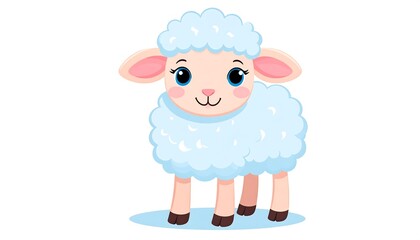 Obraz premium Cute light blue sheep cartoon