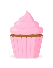 Pink cupcake with fluffy frosting