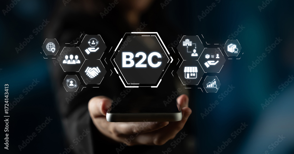 Poster b2c strategy focus on delivery products directly to consumer. successful b2c model enhance consumer 
